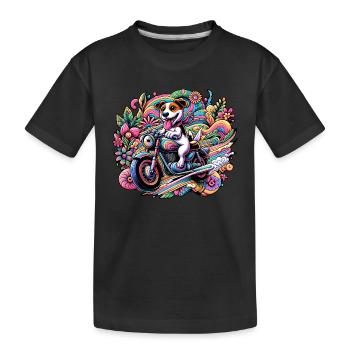 Biker puppy: On tour through the land of flowers - Kids' Premium Organic T-Shirt - black - Front