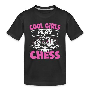 Chess Player Cool Girls Play Chess - Kids' Premium Organic T-Shirt - black - Front