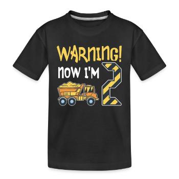 2. Geburtstag Junge 2 Jahre alt Kipper Baustelle - Kinder Premium Bio T-Shirt - Schwarz - Vorne