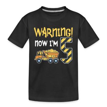 5. Geburtstag Junge 5 Jahre alt Kipper Baustelle - Kinder Premium Bio T-Shirt - Schwarz - Vorne