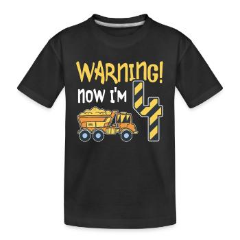 4. Geburtstag Junge 4 Jahre alt Kipper Baustelle - Kinder Premium Bio T-Shirt - Schwarz - Vorne