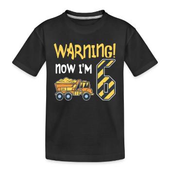 6. Geburtstag Junge 6 Jahre alt Kipper Baustelle - Kinder Premium Bio T-Shirt - Schwarz - Vorne