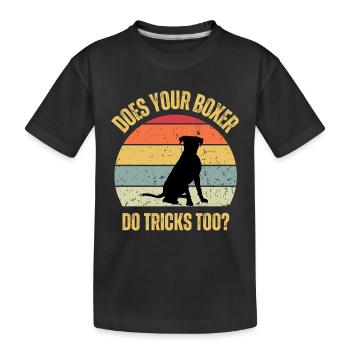 Macht dein Boxer auch Tricks - Kinder Premium Bio T-Shirt - Schwarz - Vorne
