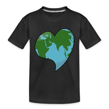 Erde in Herzform Welt Herz - Kinder Premium Bio T-Shirt - Schwarz - Vorne