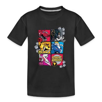 Power Rangers All Five Zords - Kids' Premium Organic T-Shirt - black - Front