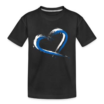 Herz Flagge Griechenland Fahne Farben Urlaub - Kinder Premium Bio T-Shirt - Schwarz - Vorne