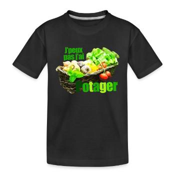 Ich kann nicht, ich habe Gemüsekorb stilisiert Korb - Kinder Premium Bio T-Shirt - Schwarz - Vorne
