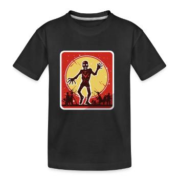Halloween Zombie Warning Sign - Kids' Premium Organic T-Shirt - black - Front