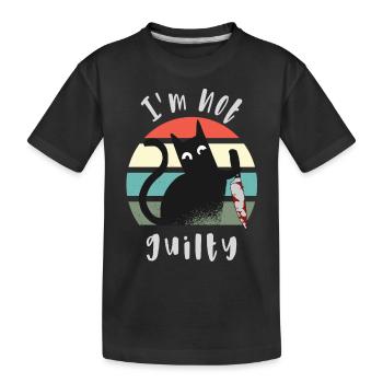 Je suis innocent, chat avec couteau - T-shirt bio Premium Enfant - noir - Devant