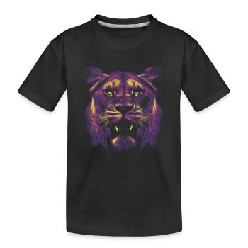 Tête de lionne colorée - T-shirt bio Premium Enfant - noir - Devant