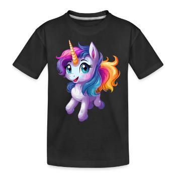 Cute unicorn design - Kids' Premium Organic T-Shirt - black - Front