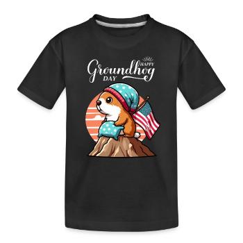 Groundhog Day USA Funny Spring Hat - Kids' Premium Organic T-Shirt - black - Front