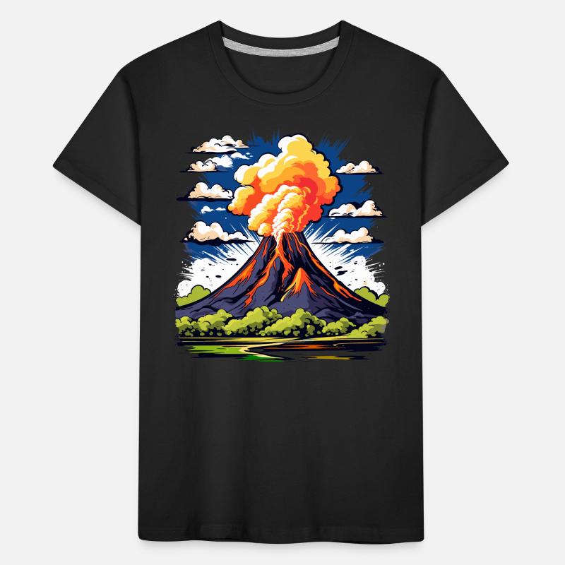 active volcano with ash cloud and lava flows Kids' Premium Organic T-Shirt