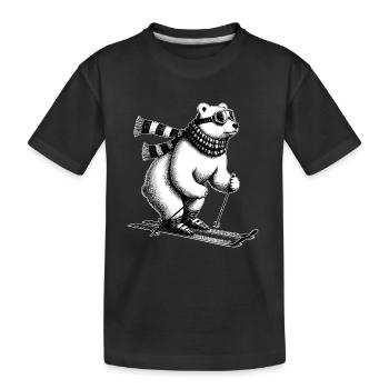Eisbär liebt Skifahren am Nordpol Schnee Winter - Kinder Premium Bio T-Shirt - Schwarz - Vorne