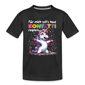 Einhorn Party Konfetti Karneval Geburtstag Kinder - Kinder Premium Bio T-Shirt - Schwarz - Vorne