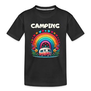 Camping Campsite Travel Caravan Rainbow - Kids' Premium Organic T-Shirt - black - Front