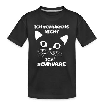 Schlafshirt Katze Schnurren Schnarchen Katzenmama - Kinder Premium Bio T-Shirt - Schwarz - Vorne