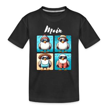 Hamburg Moin Möwe Küste Norden Nordsee Lustig - Kinder Premium Bio T-Shirt - Schwarz - Vorne