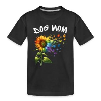 Dog Mom Mother's Day Sunflower Rainbow Wau - Kids' Premium Organic T-Shirt - black - Front