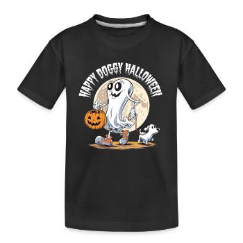 Happy Doggy Halloween Dog Ghost Dog Place Funny - Kids' Premium Organic T-Shirt - black - Front
