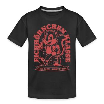 Klassentier Eichhörnchen Klasse Retro, Einfarbig - Kinder Premium Bio T-Shirt - Schwarz - Vorne