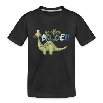 großer Bruder Dinosaurier - Kinder Premium Bio T-Shirt - Schwarz - Vorne