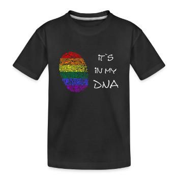 Lgbtq, LGBTQ, LGBT, lgbt, LGBT is in my DNA - Kinder Premium Bio T-Shirt - Schwarz - Vorne