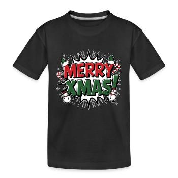 Merry Xmas Christmas Snowman Gift Snow - Kids' Premium Organic T-Shirt - black - Front