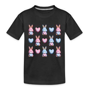 Herzen mit vielen Lieben Hasen. - Kinder Premium Bio T-Shirt - Schwarz - Vorne