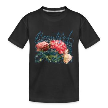 Fleurs Beautiful Flore - T-shirt bio Premium Enfant - noir - Devant