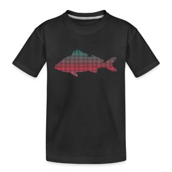 Barsch Angler Design verpixelt Barsche Angeln - Kinder Premium Bio T-Shirt - Schwarz - Vorne