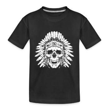 Häuptling Totenkopf - Kinder Premium Bio T-Shirt - Schwarz - Vorne