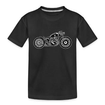Chopper / Bobber Motorrad 09_schwarz weiß - Kinder Premium Bio T-Shirt - Schwarz - Vorne