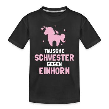 Tausche Schwester gegen - Kinder Premium Bio T-Shirt - Schwarz - Vorne