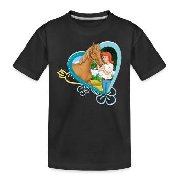 Bibi und Tina 'Tina streichelt Amadeus' - Kinder Premium Bio T-Shirt - Schwarz - Vorne