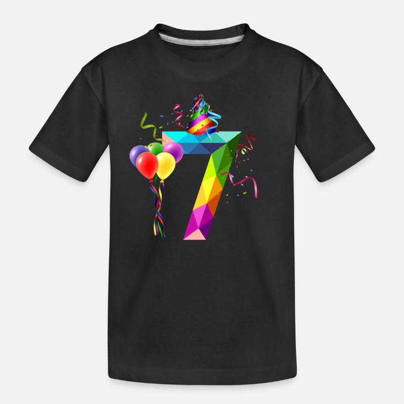 7. GEBURTSTAG - GEBURTSTAGSKIND - 7 JAHRE ALT - Kinder Premium Bio T-Shirt - Schwarz