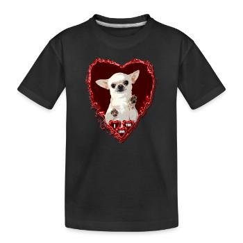 Mom my mom loves valentine chihuahuas - Kids' Premium Organic T-Shirt - black - Front