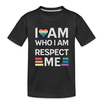 i am who i am respect me rainbow unisex - Kinder Premium Bio T-Shirt - Schwarz - Vorne