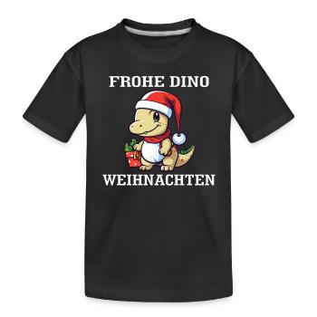Frohe Dino Weihnachten! Süßer Dino Groß und Klein - Kinder Premium Bio T-Shirt - Schwarz - Vorne