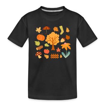 Fall Leaves Enjoy the Colorful Season - Kids' Premium Organic T-Shirt - black - Front