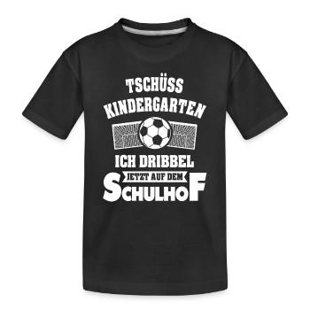 Einschulung Fußball Schulkind Schulanfang Geschenk - Kinder Premium Bio T-Shirt - Schwarz - Vorne