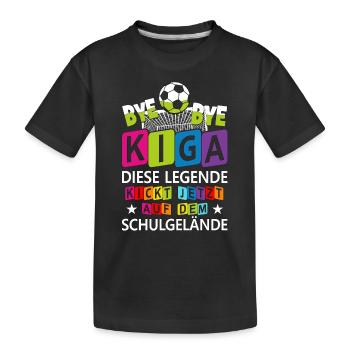 Einschulung Schulkind Kindergarten Kiga Geschenk - Kinder Premium Bio T-Shirt - Schwarz - Vorne