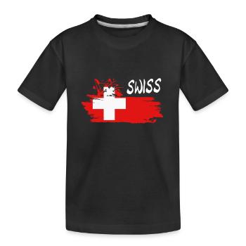 Swiss Schweiz - Kinder Premium Bio T-Shirt - Schwarz - Vorne