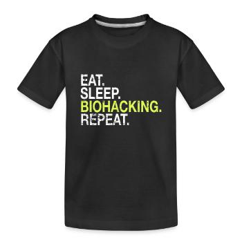 Eat Sleep Biohacking Repeat DNA Biohacker Geschenk - Kinder Premium Bio T-Shirt - Schwarz - Vorne