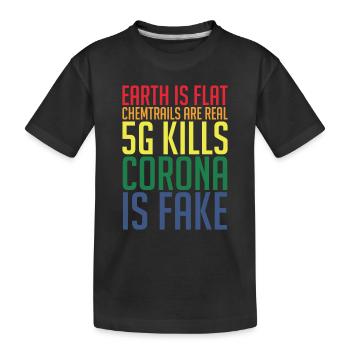 Conspiracy theory Verschwörung Theorie Flat Earth - Kinder Premium Bio T-Shirt - Schwarz - Vorne