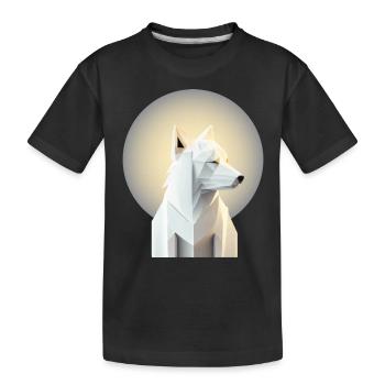 Weisser Schäferhund mit Mond Bauhaus Art - Kinder Premium Bio T-Shirt - Schwarz - Vorne