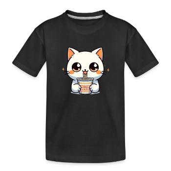 Instant Noodles Cat: Anime Minimalism - Kids' Premium Organic T-Shirt - black - Front