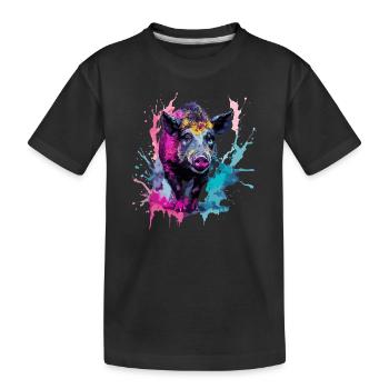 Wildschwein in Aquarellen - Kinder Premium Bio T-Shirt - Schwarz - Vorne