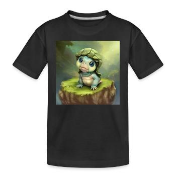 Adorable Baby Turtle Fancy - Kids' Premium Organic T-Shirt - black - Front