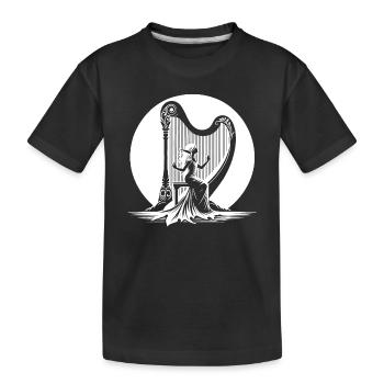 Harpe elfique jouant au clair de lune - T-shirt bio Premium Enfant - noir - Devant